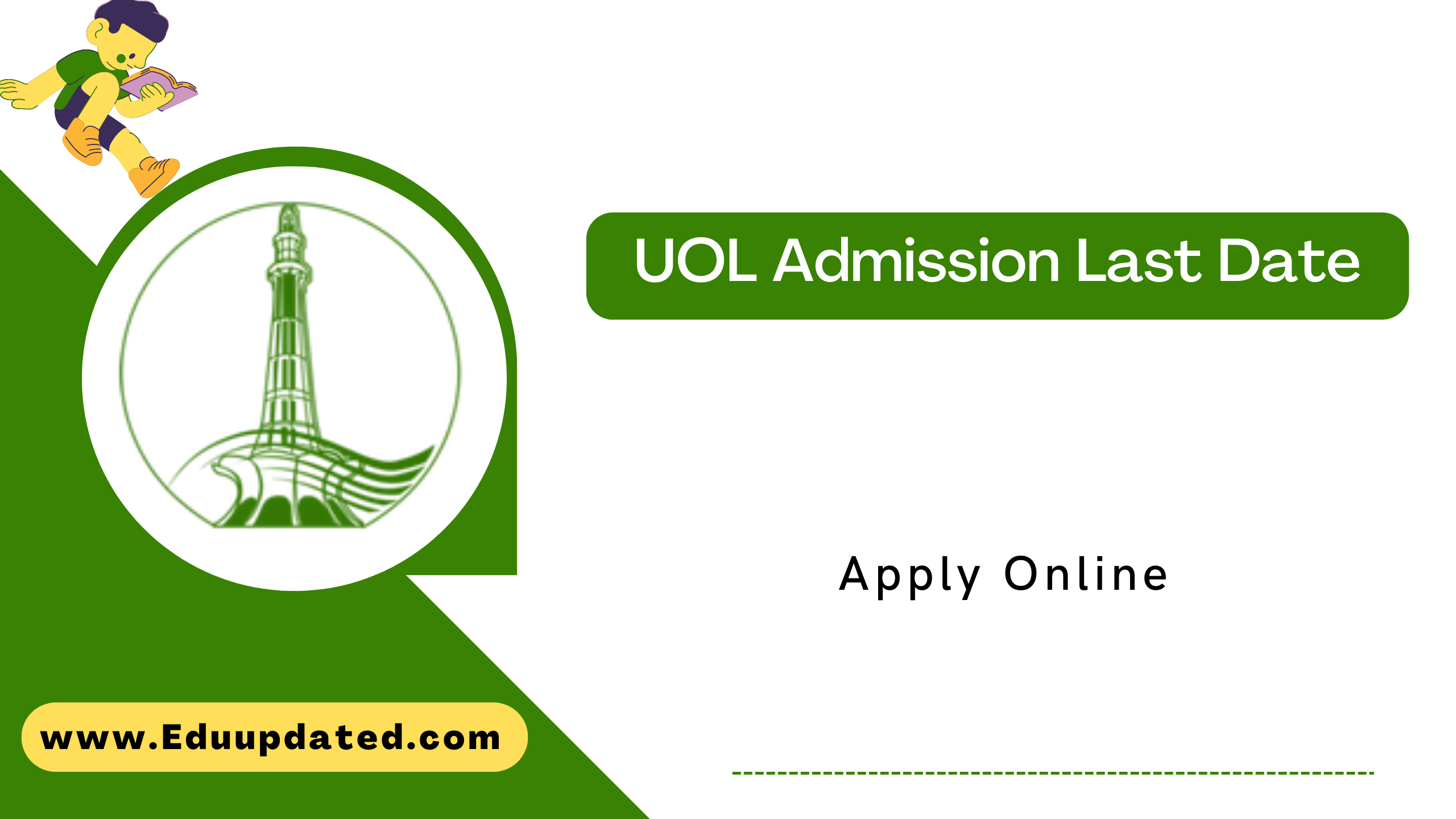 University Of Lahore - Admissions Open - Spring 2022 Last date to apply is  07th January, 2022. No Form/Voucher number is required for online  application. Link: admissions.uol.edu.pk